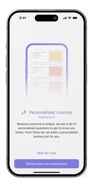 Personalised journey in the SuperPenguin app