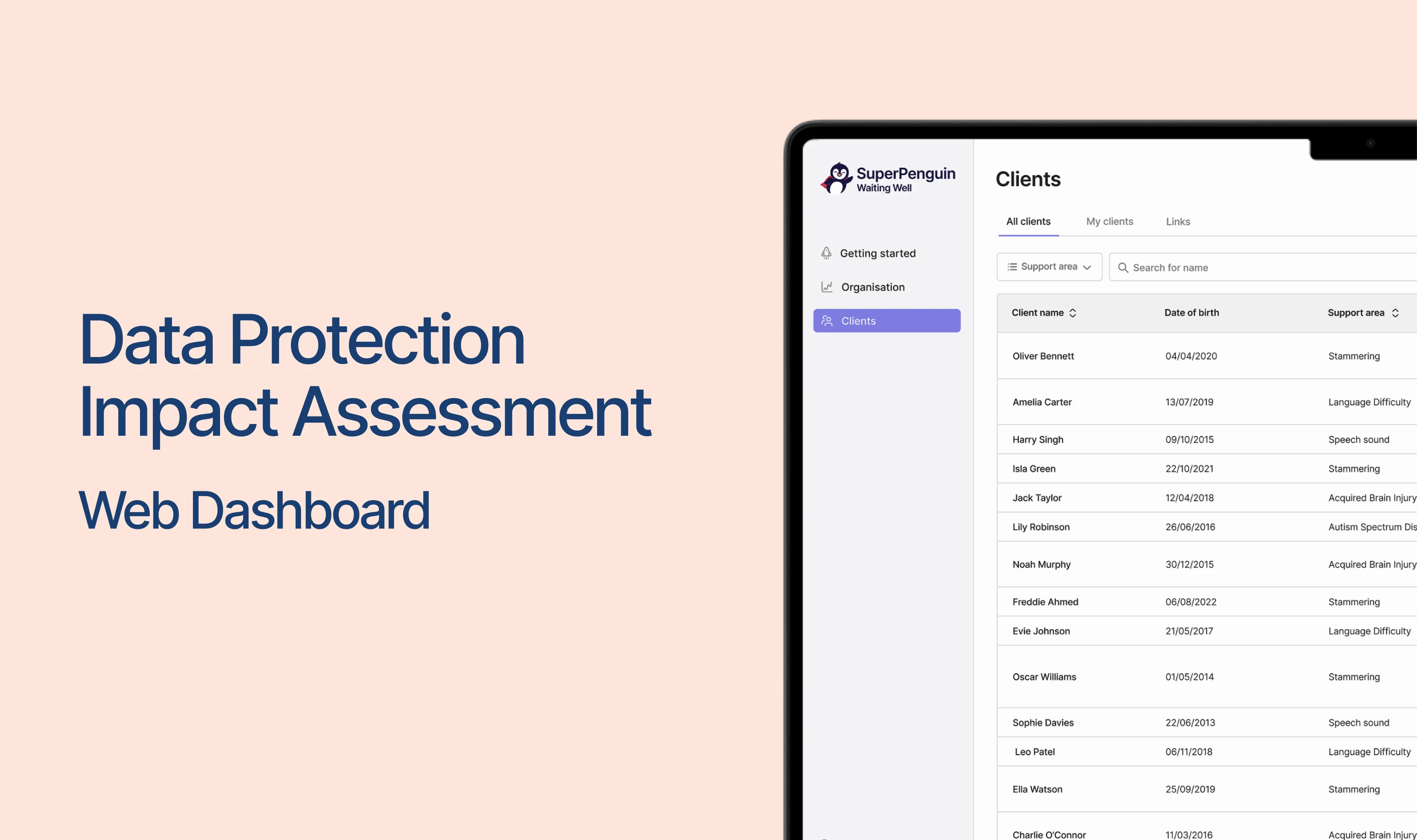 SuperPenguin clinical dashboard data protection artwork