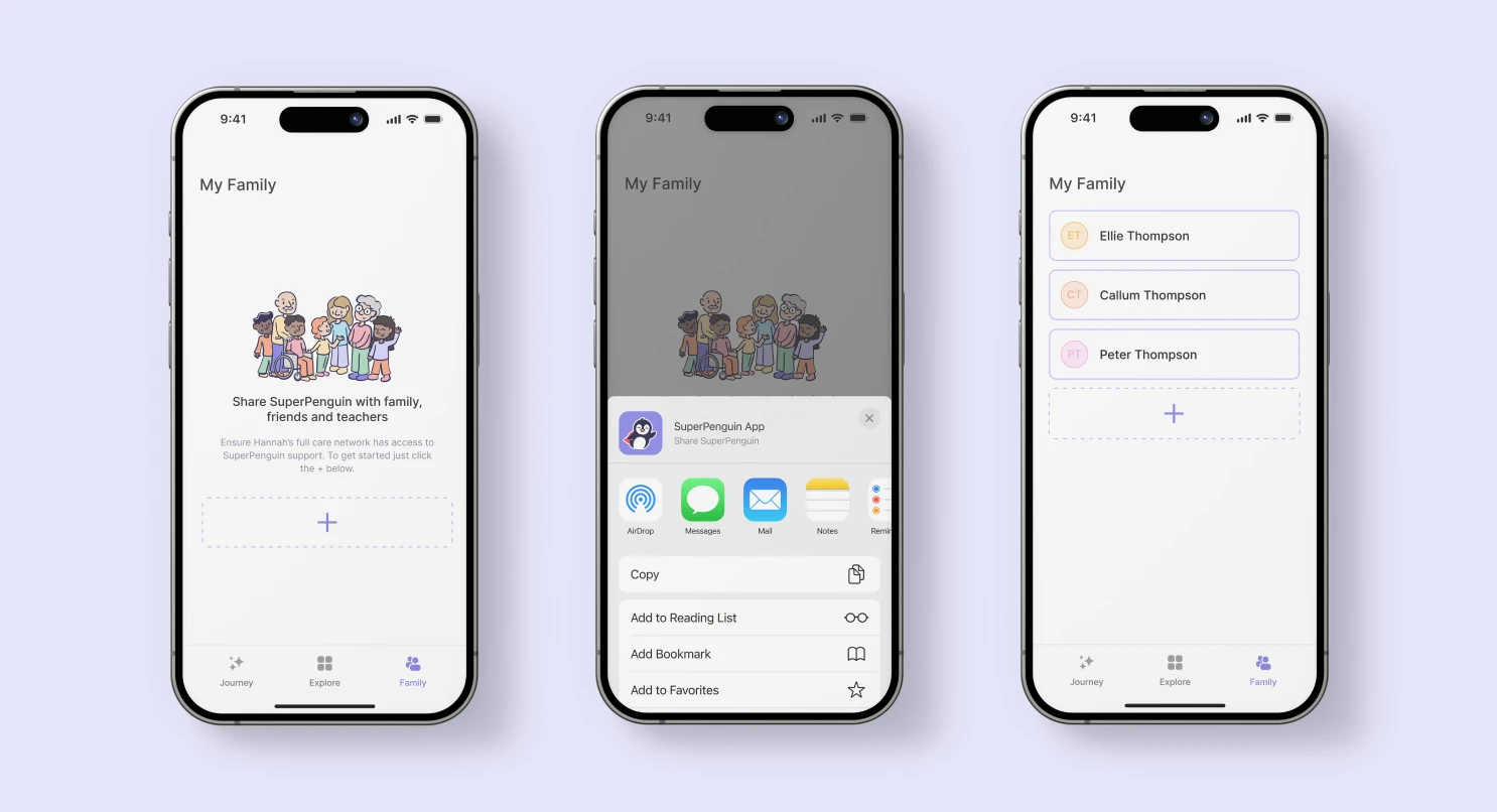 Release 1.16 Family Sharing screens