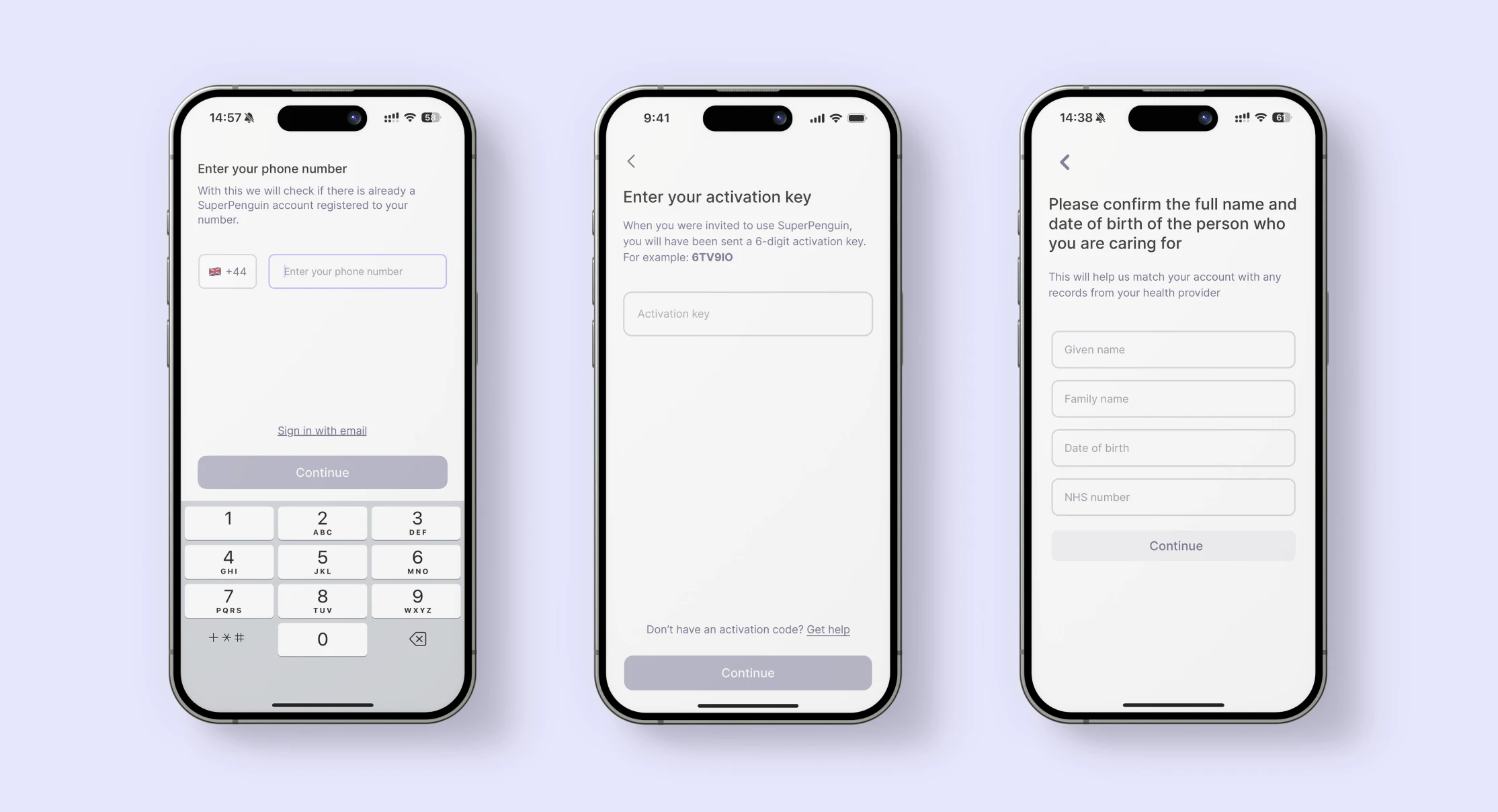 Release 1.17 activation-key screens